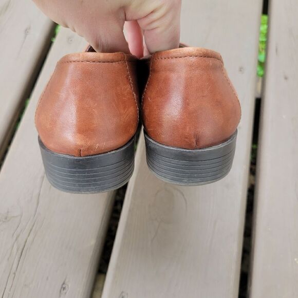 Vintage 90s y2k Brown Leather Moc Toe Moccasins Driving Penny Loafers Flats 7.5 - Picture 5 of 8